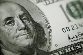 Closeup of Benjamin Franklin on 100 dollar bill