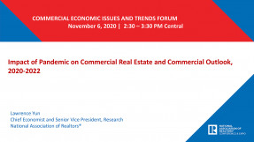 Cover slide: Commercial Economic Issues & Trends Forum presentation from Lawrence Yun