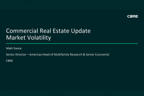 Cover slide: Commercial Real Estate Update Market Volatility, Matt Vance