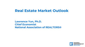 Cover page of Lawrence Yun's slides for the August 2, 2023 NAR Forecast Summit