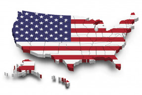 3-D U.S. map with flag overlay