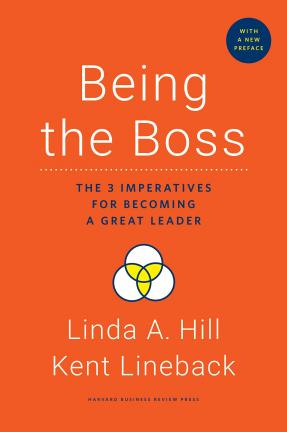 Red book cover for "Being the Boss" by Linda A Hill and Kent Lineback