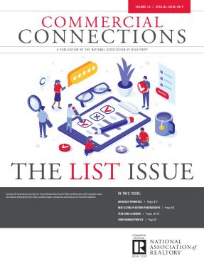Cover of Commercial Connections, Summer 2019 publication showing a list graphic