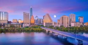 Downtown Austin Skyline with Moon