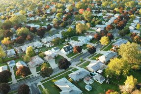 suburban neighborhood aerial