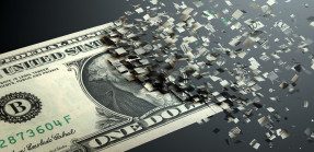 dollar disintegrating into cyberbits