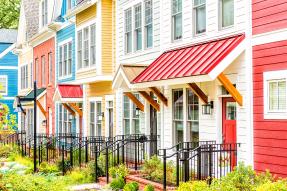 Brightly painted row homes