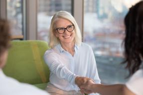 Businesswoman in glasses at job interview