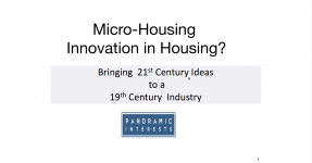 Cover of Patrick Kennedy's presentation slides: Micro-Housing: Innovation in Housing?