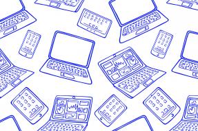 Drawing of laptops, tablets, and phones