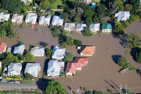 Aerial Flooded Streets & Homes