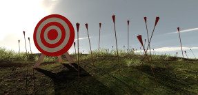 Missed arrows around a red target on field