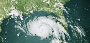 Satellite image of hurricane near Florida