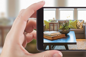 Taking a photo of a living  room with a cell phone