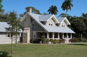 Gray house with white trim