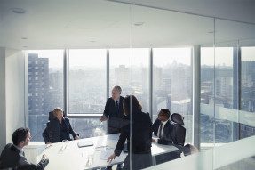 Group of executives meeting in an office conference room