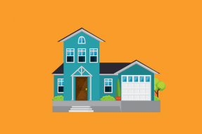 Illustration of a house on an orange background