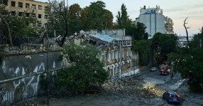 Destroyed housing in Odesa, Ukraine