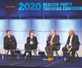 AEC Chair John Sebree, with fellow AEs, speaking at the 2020 REALTOR® Party Training Conference.