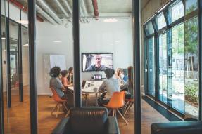 Meeting room with video conference