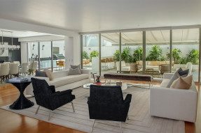 Modern home interior with patio