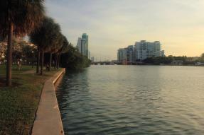 Seawall along a canal in Miami Beach, FL
