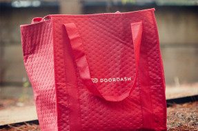 Red DoorDash food delivery bag