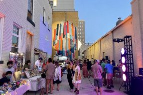 Local vendors selling art at the night market at the Chandelier Alley in Huntsville, AL