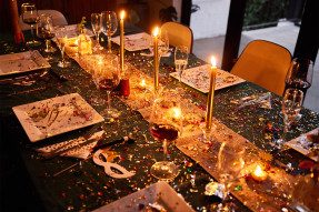 Table set for an evening celebration
