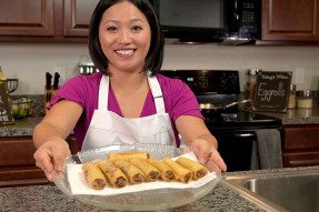 Tina Newby with her Vietnamese spring rolls.