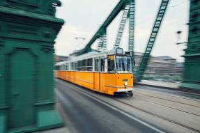 Tram on bridge