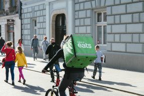 Uber Eats delivery person on a bicycle
