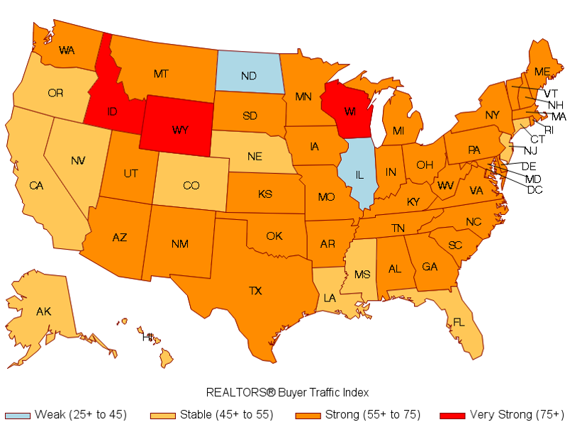 U.S. Map: REALTORS® Buyer Traffic Index