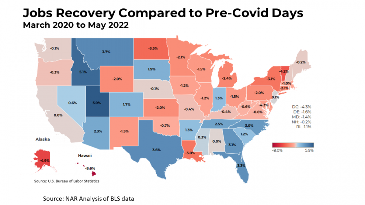 Jobs Recovery Compared to Pre-Covid Days