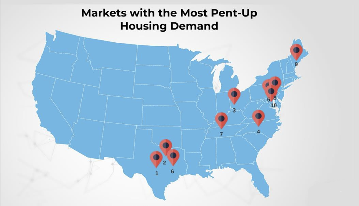 U.S. map: Markets With the Most Pent-up Housing Demand