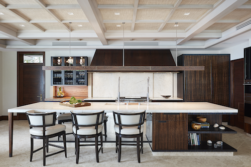 Modern Kitchen With Large Island and Dark Cabinets