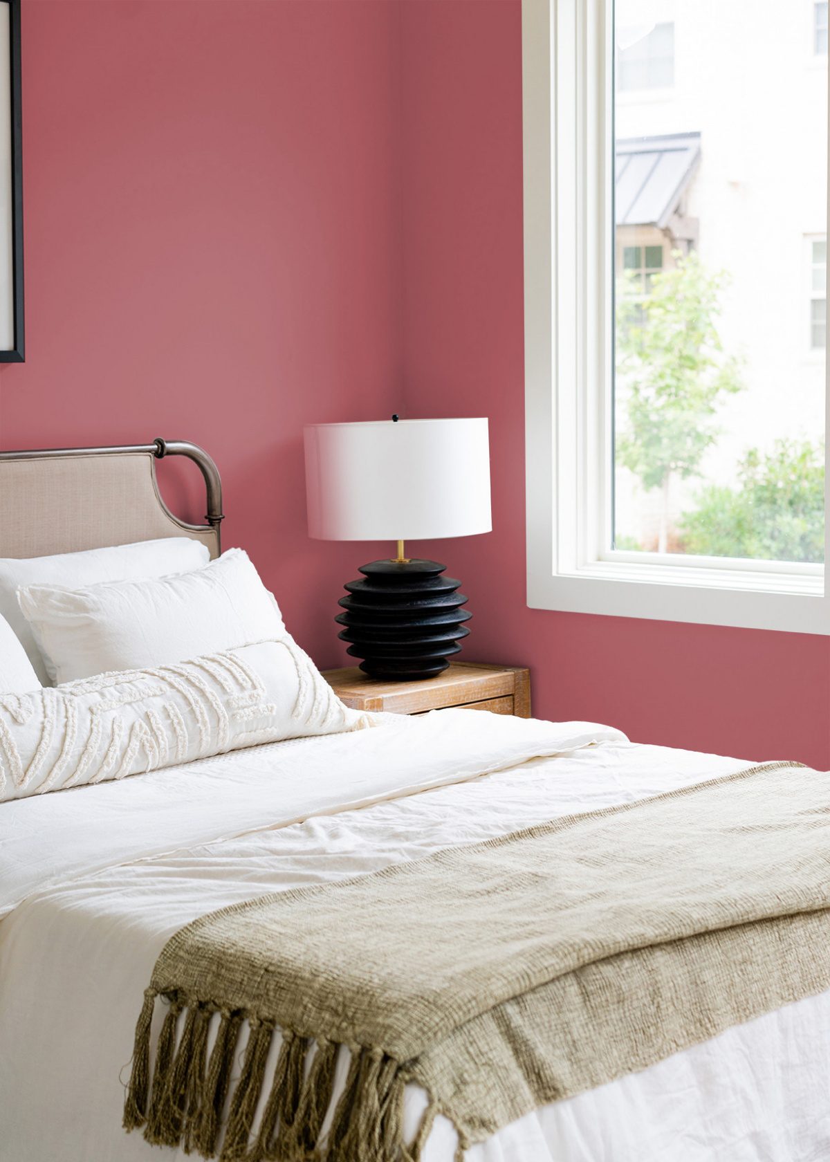 Bedroom Wall Painted in Terra Rosa (a rosy hue)
