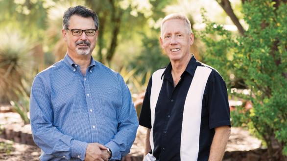 Steve Phipps, left, and his mentor Arnold Bedak at the Desert Botanical Garden in Phoenix. 