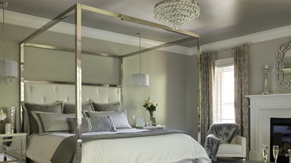 bedroom in neutral gray