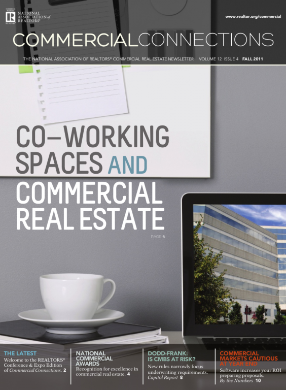Cover of the 2011 Fall issue of Commercial Connections: Co-Working Spaces and Commercial Real Estate