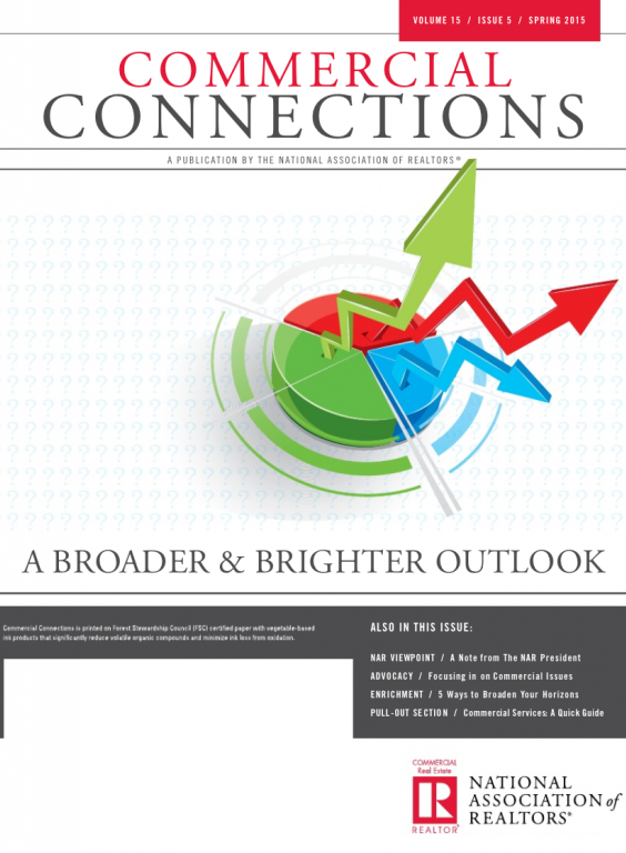 Cover of the 2015 Spring issue of Commercial Connections: A Broader and Brighter Outlook