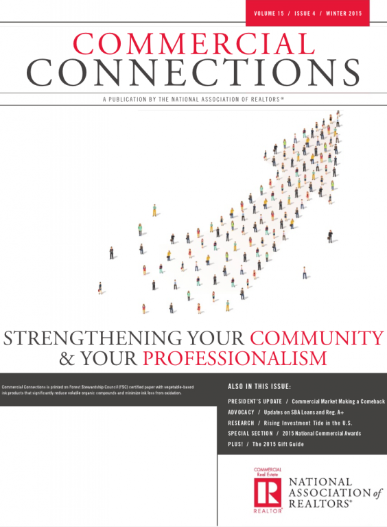 Cover of the 2015 Winter issue of Commercial Connections: Strengthening Your Community and Your Professionalism