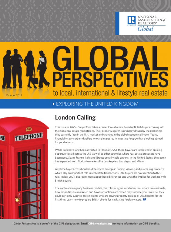 Cover of the October 2012 issue of Global Perspectives: Exploring the United Kingdom