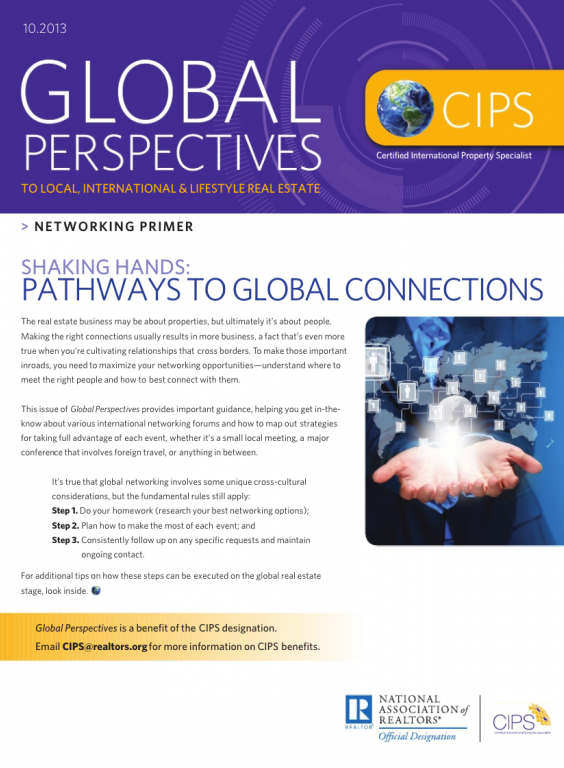 Cover of the October 2013 issue of Global Perspectives: Networking Primer