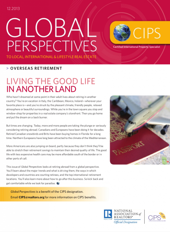 Cover of the December 2013 issue of Global Perspectives: Overseas Retirement