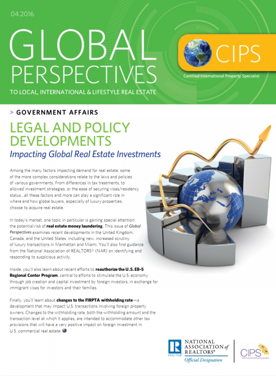 Cover of the April 2016 issue of Global Perspectives: Government Affairs