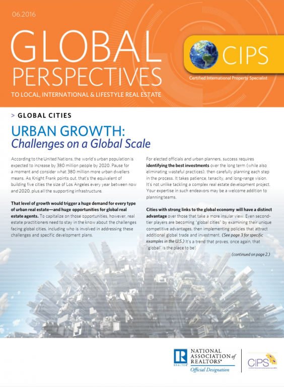 Cover of the June 2016 issue of Global Perspectives: Global Cities