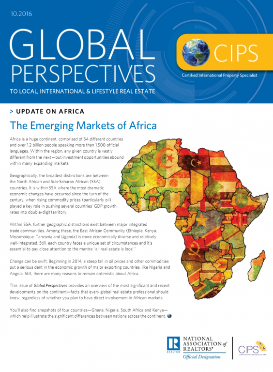 Cover of the October 2016 issue of Global Perspectives: Update on Africa