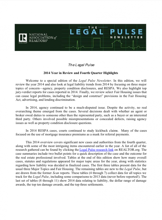 Cover of the 2014 Q4 issue of Legal Pulse: Year in Review