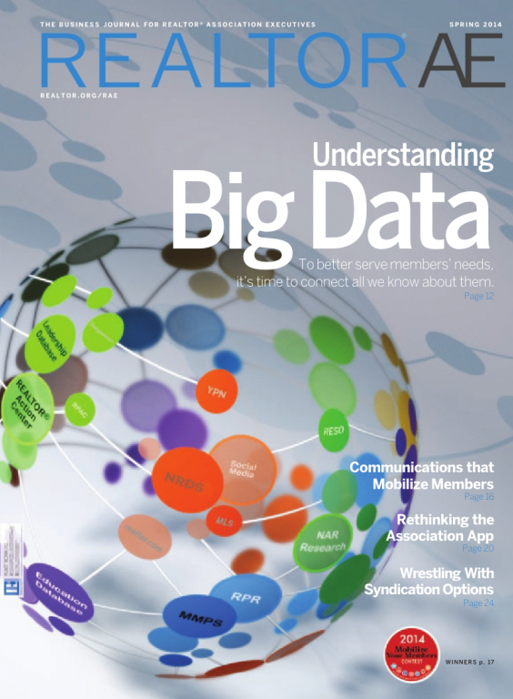 Cover of the 2014 Spring issue of REALTOR® AE Magazine: Understanding Big Data